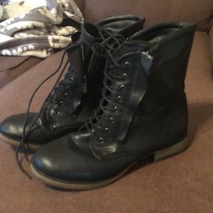 Black lace up/zipper Booties from JustFab